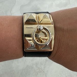 Black and gold snap cuff bracelet